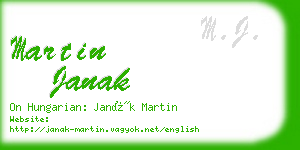 martin janak business card